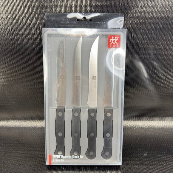 Zwilling Gourmet Steak Knives Set 4 New In Box Brushed Handle Twin Gourmet Set - Picture 8 of 12